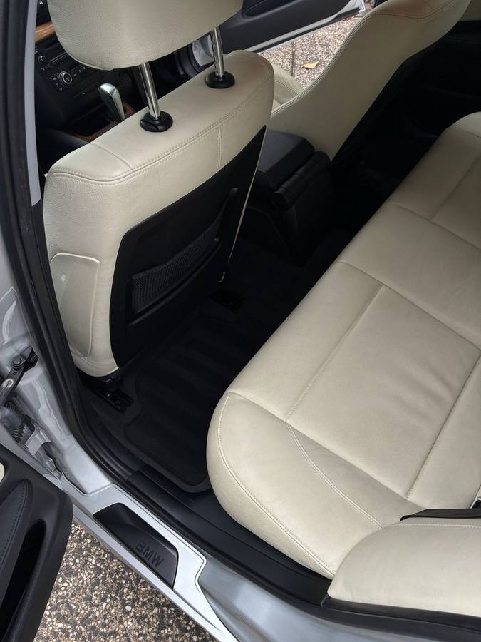 BMW rear leather seats cleaned and conditioned after an interior detail