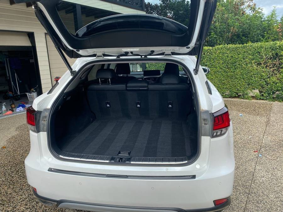 Lexus boot vacuumed and detailed, carpet lines visible